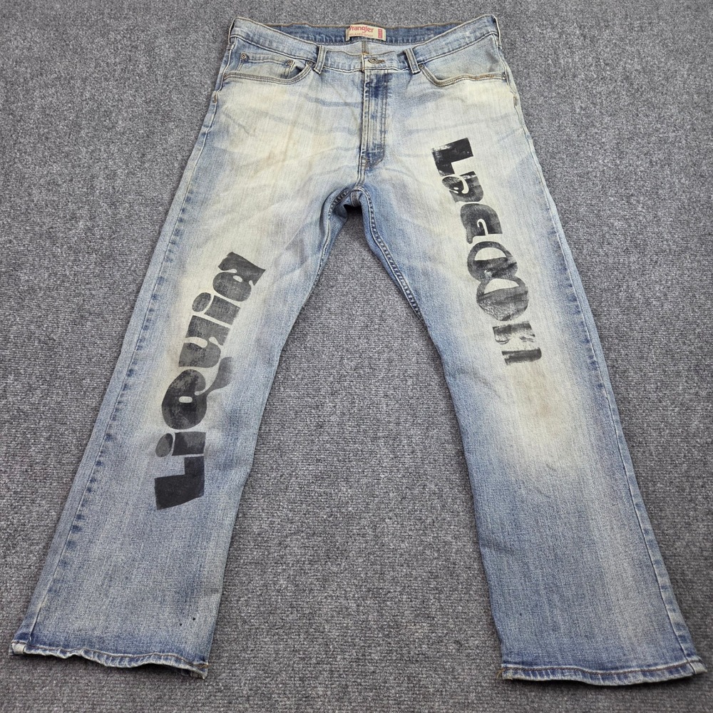 Vintage Wrangler Relaxed Bootcut Jeans Mens 38x30 Blue Liquid Lagoon Denim‎ Y2K